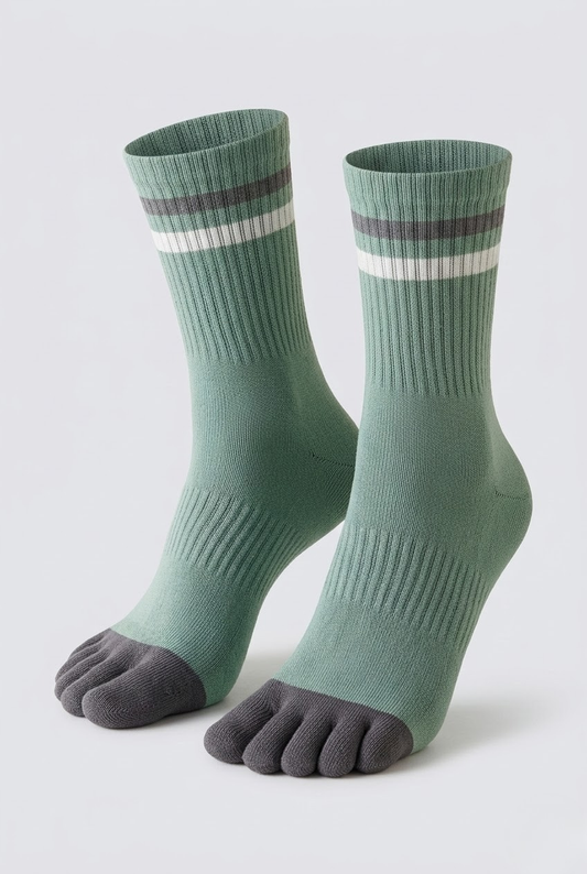 Sage and Charcoal Ribbed Finger Socks