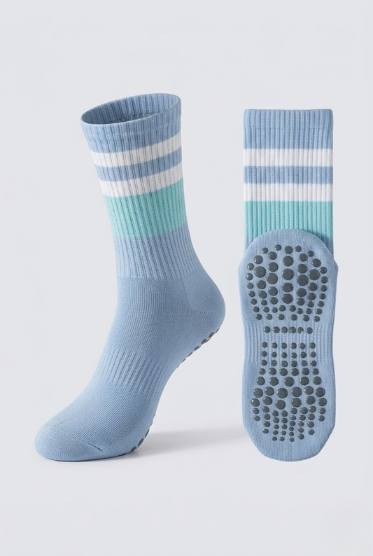 Sky Blue Striped High-Elasticity Studio Socks