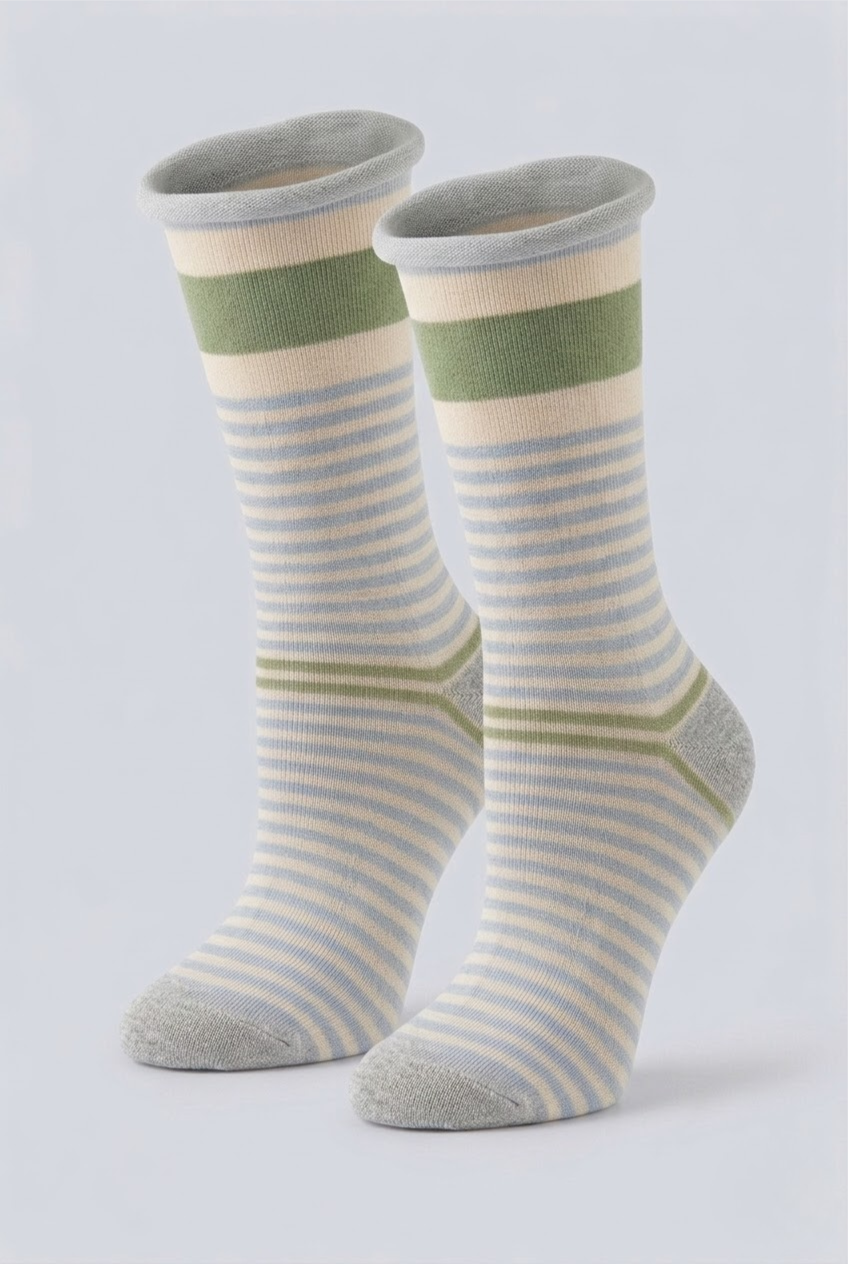 Striped Compression Socks with Rolled Edge