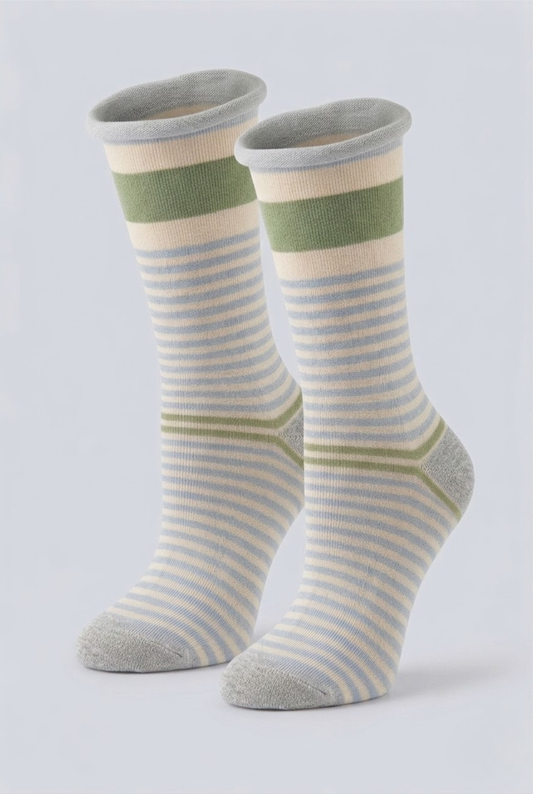 Striped Compression Socks with Rolled Edge